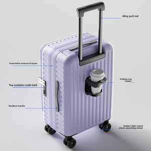 Hoge kwaliteit voorzien van openbaaringsmechanisme PC-materiaal spinner wielen handige deksel <span class=keywords><strong>trolley</strong></span> duurzame koffer TSA-slot uitbreidbare laag bagage - Product Image 5