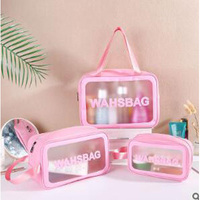 Frost PVC trousse de toilette Portable à la mode voyage ensemble de toilette 3 pièces 1 ensemble étui à fermeture éclair pour week-end lavage hôtel salle de bain étui en vinyle