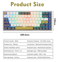 Clavier de jeu mécanique sans fil Motospeed SK84 BT, interrupteurs rouges et bleus, 84 touches, clavier anti-ghosting à échange à chaud