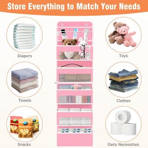 Over The Door Organizer 6 Tier Hanging <b>Storage</b> With 5 Large Pockets And 3 Pvc Pockets For Bedroom Bathroom Nursery - Product Image 6