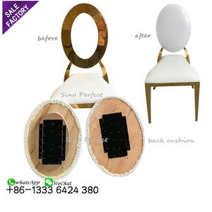 Chaises de réception rondes en acier inoxydable doré à prix avantageux, meubles de banquet de mariage - Product Image 4