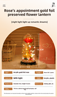 Lampe de nuit LED en acrylique en forme de cœur de rose éternelle, à piles, style romantique et féminin, ornement de bureau, décoration de chambre, cadeau pour