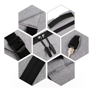 กระเป๋าเป้สะพายหลังอเนกประสงค์ขนาดใหญ่พร้อมที่ชาร์จ USB ยี่ห้อ <span class=keywords><strong>Takata</strong></span> ป้องกันการโจรกรรม กระเป๋าเป้สะพายหลังสำหรับใส่แล็ปท็อปอัจฉริยะ พร้อมกุญแจล็อค TSA - Product Image 4