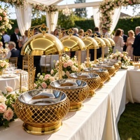 BOSAI 8L Chauffe-plat suspendu en maille or et argent, en acier inoxydable, de luxe, pour buffet, hôtel et restaurant