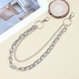 ฮิปฮอปโลหะโซ่คาดเอวโลหะผสมสังกะสีหลายชั้นสไตล์พังก์แฟชั่นลำลองโซ่คล้องตัวสีขาว K795 - Product Image 2