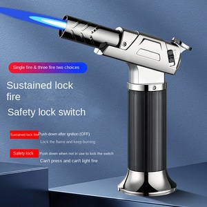 Briquet torche portable à flamme bleue à débit direct au butane, coupe-vent, pour barbecue, rôtissage, moxibustion, allumage de charbon de bois, en métal, qualité industrielle - Product Image 4