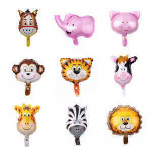 Mini ballons en aluminium animaux <span class=keywords><strong>de</strong></span> la jungle : éléphant, cochon, singe, tigre, vache, <span class=keywords><strong>girafe</strong></span>, zèbre, lion – Petits ballons pour la décoration <span class=keywords><strong>de</strong></span> fête d'anniversaire des enfants - Product Image 1