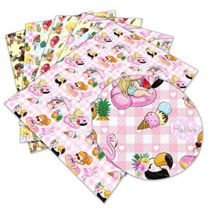 Оптовая продажа водонепроницаемой искусственной кожи с милым мультяшным рисунком для девочек, полуполиуретановая, настраиваемая, в рулонах, для сумок, диванов и рукоделия - Product Image 3