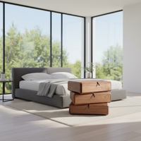 Table de chevet moderne rotative à trois niveaux en noyer, faite à la main, avec 3 tiroirs, qualité E1, pour chambre à coucher, salon et hôtel