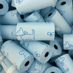 Sacs à déjections canines biodégradables et compostables à motifs variés, 20 sacs/rouleau, sacs colorés pour l'élimination des déchets canins - Product Image 1