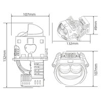 MS2 Lentille de projecteur Bi-LED haute luminosité de 3 pouces, phare LED à double lentille laser avec faisceau haut et bas pour voiture et camion DC 12V 24V