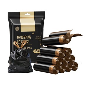 Sacs poubelles à cordon de serrage, 100 unités, sacs poubelles noirs résistants avec poignées, sacs à déchets étanches pour la cuisine et le bureau - Product Image 6