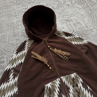 Fabricant de vêtements OEM, ensemble de sweat-shirts à fermeture éclair personnalisés pour hommes, style vintage western, broderie animale, patchwork