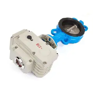 Dn50 Dn65 Dn100 Water Electric Actuator Control 220v Epdm Ptfe Rubber Seal Wafer Type Motorized Butterfly Valve