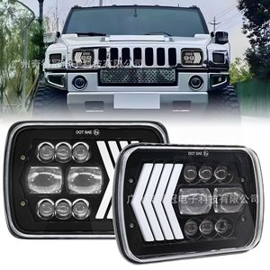 <b>Led</b> <b>Headlights</b> 7 Inch Square Arrow Style With Turn Signal For Suv Modification Integrated High Low Beam - Product Image 1