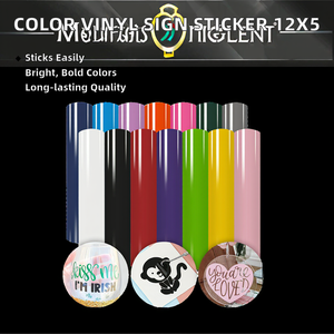 Film adhésif décoratif en vinyle PVC de 12 po x 5 pi pour enseignes publicitaires, autocollant permanent auto-adhésif coloré pour découpe au plotter sur verre - Product Image 2