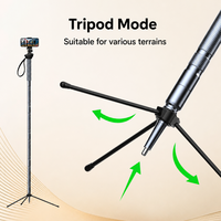 Bâton de randonnée multifonctionnel portable en alliage d'aluminium avec lumière LED, bâton de selfie laser, trépied et allume-feu