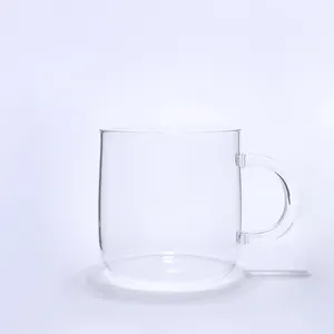 Cangkir kaca kristal pelangi, Mug kopi kaca bening untuk air susu teh kustom 350ml tahan panas