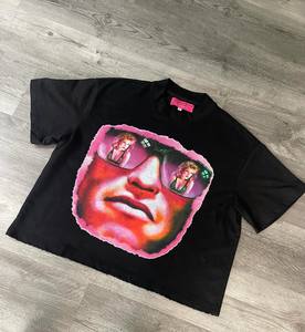 Vintage negro americano Size100 % algodón recortado hombres DTG estampado para 230G camiseta Boxy - Product Image 5