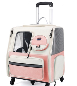 Gran oferta 2 en 1 cochecito mochila portador para gatos pequeños perros <span class=keywords><strong>2022</strong></span> venta al por mayor portador de mascotas con ruedas impermeable ventana transparente - Product Image 1