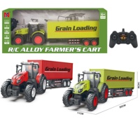 Tracteur agricole télécommandé en alliage avec remorque, véhicule de transport électrique, jouet avec chargeur inclus, fonctions de retour automatique et de suivi