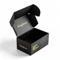 Boîte d'expédition noire personnalisée avec logo en feuille d'or, boîte en carton de luxe pour parfum, cosmétiques, vêtements, abonnement, emballage cadeau