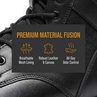 Botas de Trabajo Industriales de Seguridad Resistentes, Personalizadas al por Mayor, Negras, de Cuero, con Cierre Lateral, Cordones y Antideslizantes para Hombre