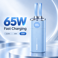 Batterie externe pour ordinateur portable 65W 20000mAh avec câbles doubles intégrés Chargeur portable haute puissance USB-C Charge rapide bidirectionnelle