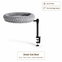 Lit de bureau pour chat pour les employés de bureau, étagère à fixer avec nid douillet en peluche, empêche le chat de se retrouver sur le clavier, perchoir rotatif à 360° pour chat