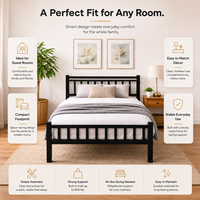 Lit simple moderne en métal avec cadre en fer - Certifié EN747, fonction rafraîchissante, design durable pour chambres, écoles et dortoirs de travailleurs