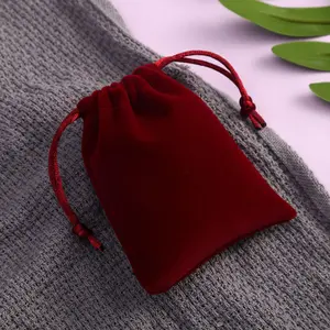 Bolsas de terciopelo personalizadas para joyería, bolsita de terciopelo con cordón