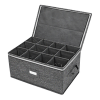 Organisateur de rangement à 12 compartiments avec couvercle, boîte en tissu divisée pour chaussettes, sous-vêtements, jouets, organisation de la chambre d'enfant, du dortoir, de la garde-robe