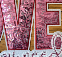 En stock : Patchs à sequins roses brillants en forme de cœur, brodés à la machine, thermocollants, pour vestes, Saint-Valentin