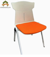 Chaise de formation, de bureau, d'école, de conférence et pour lieux événementiels, en plastique empilable, respirante, avec dossier rembourré en tissu, finition poudrée