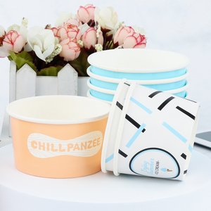 Gobelet en papier biodégradable et écologique à finition brillante pour crème glacée/gelato/yaourt/sundae, emballage de présentation aux couleurs vives, 12 oz - Product Image 1