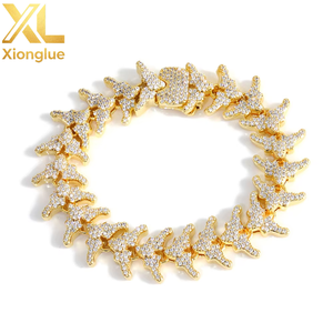 Premium Promo Drop Hypebeast Authentic Heavy Stamping Iced Out Micro Pave Crystal Inlaid <b>Bracelet</b> - Product Image 1