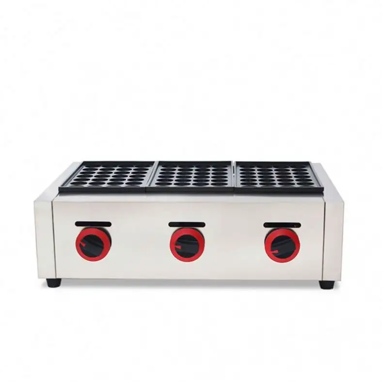 Hot Sale Electric/Gas Cooking Double Plates Japanese Takoyaki Machine 1-3 Stainless Steel Grilled Chicken