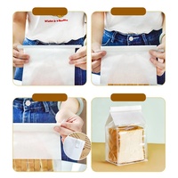 Sac d'emballage de pain grillé en papier de coton blanc sac de pain de cuisson imperméable et résistant à l'huile fenêtre ouverte sac de pain grillé en tranches avec cravate en étain