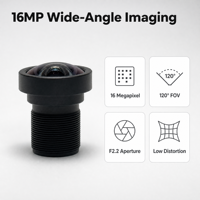 Objectif CCTV 16MP grand angle 1/2.7" 120 degrés FOV faible distorsion TTL 24.5mm ouverture F2.2 6E Métal+6E+IR650 longueur focale 2.1mm M12