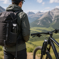 Bouteille d'eau sport en aluminium noire à paroi simple de 600 ml avec couvercle à poignée, portable pour la randonnée, le cyclisme, les voyages, la gym et le fitness