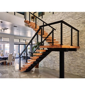<strong>Best</strong> Selling Mono Stringer Staircase Design Steel <strong>Anti</strong> <strong>Slip</strong> <strong>Stair</strong> Tread Indoor <strong>Stairs</strong> Solid Wood Tread Straight Staircase