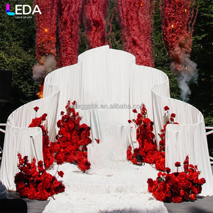LEDA Hot Sale Outdoor Wedding Party Event Decor White Large Metal Backdrop S-Shaped Wrought <b>Iron</b> Backdrop Stand for Drapes - Product Image 1