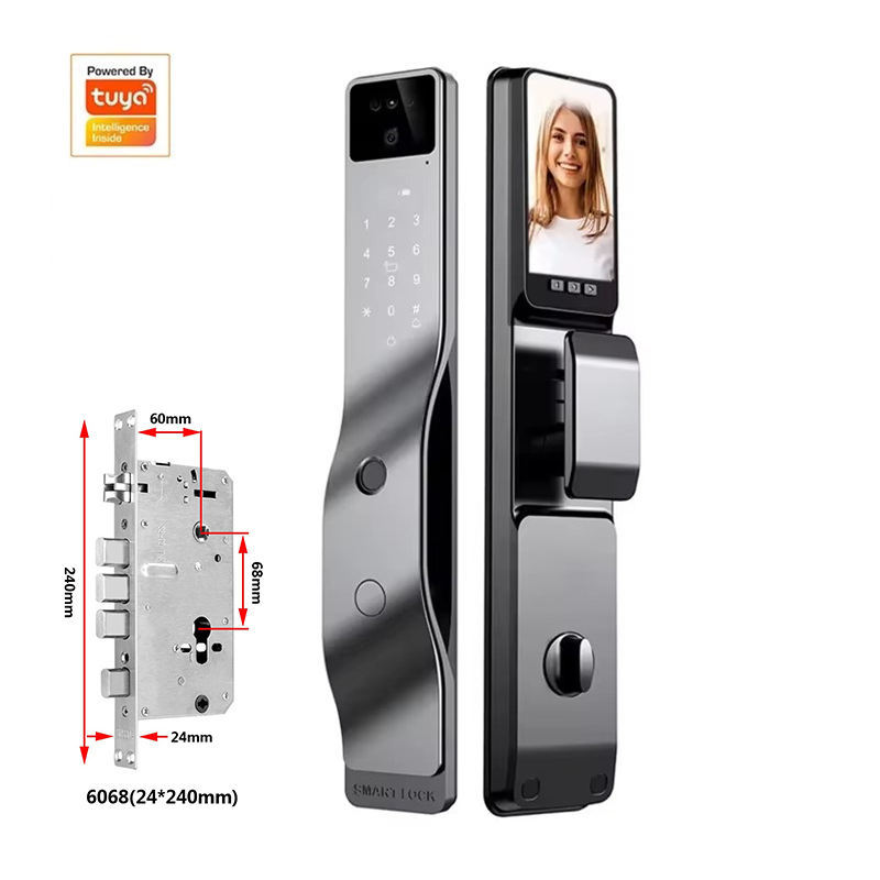 Fully Automatic Smart Door Lock 3D Facial Recognition Biometric Fingerprint HD Screen Camera Cloud Storage Wifi Tuya APP · image 3