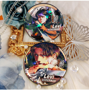 5,8 cm 3 colores Anime Attack on Titan personaje Eren Jaeger Yeager efecto láser insignia de Metal pines para decoración de tela de mochila - Product Image 2