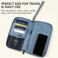Portefeuille de voyage en cuir PU personnalisé, porte-passeport multifonctionnel, organiseur de documents portable, étui pour cartes d'identité et de crédit