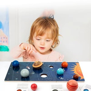 Bambini Montessori educazione precoce otto pianeti Puzzle sistema solare cosmico <span class=keywords><strong>pianeta</strong></span> cognitivo in legno abbinamento giocattoli da tavolo - Product Image 1