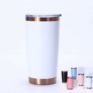 Gobelet isotherme de voyage en acier inoxydable de 20 oz avec revêtement laser plaqué or cuivré sous le dessus, idéal pour la gravure et la peinture en poudre - Product Image 3