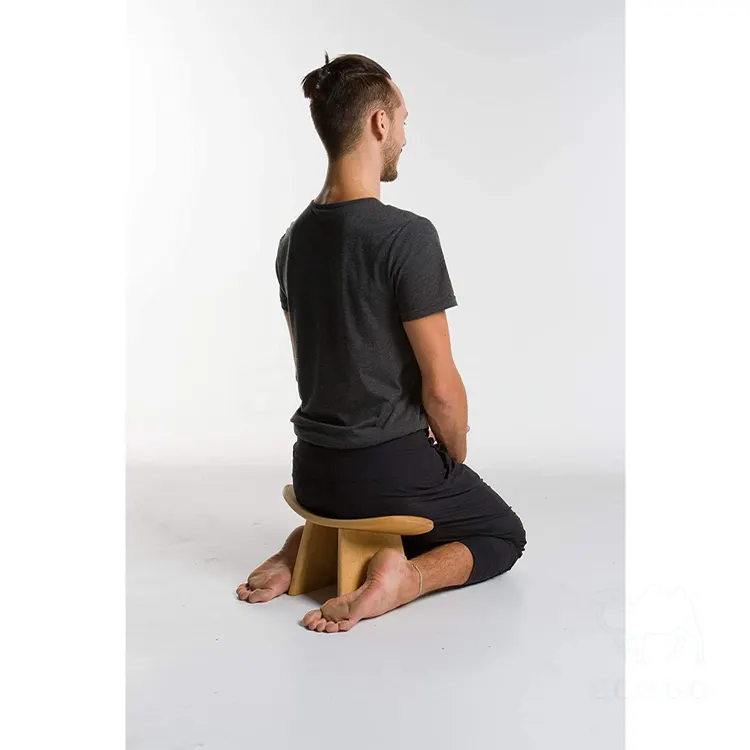 2022 keluaran baru kursi Yoga ergonomis berlutut kayu kursi meditasi bambu alami