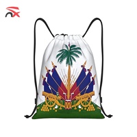 Sac à dos à cordon personnalisé 2026 pour supporter de football, motif drapeau et carte de l'Haïti, pour événements sportifs