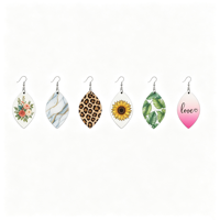 Boucles d'oreilles personnalisées double face par sublimation, motif feuille, finition ultra brillante, faites à la main, écologiques, en bois, fournitures pour bijoux à crochet